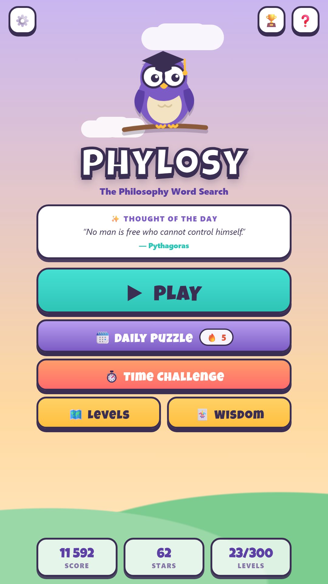 Phylosy home screen